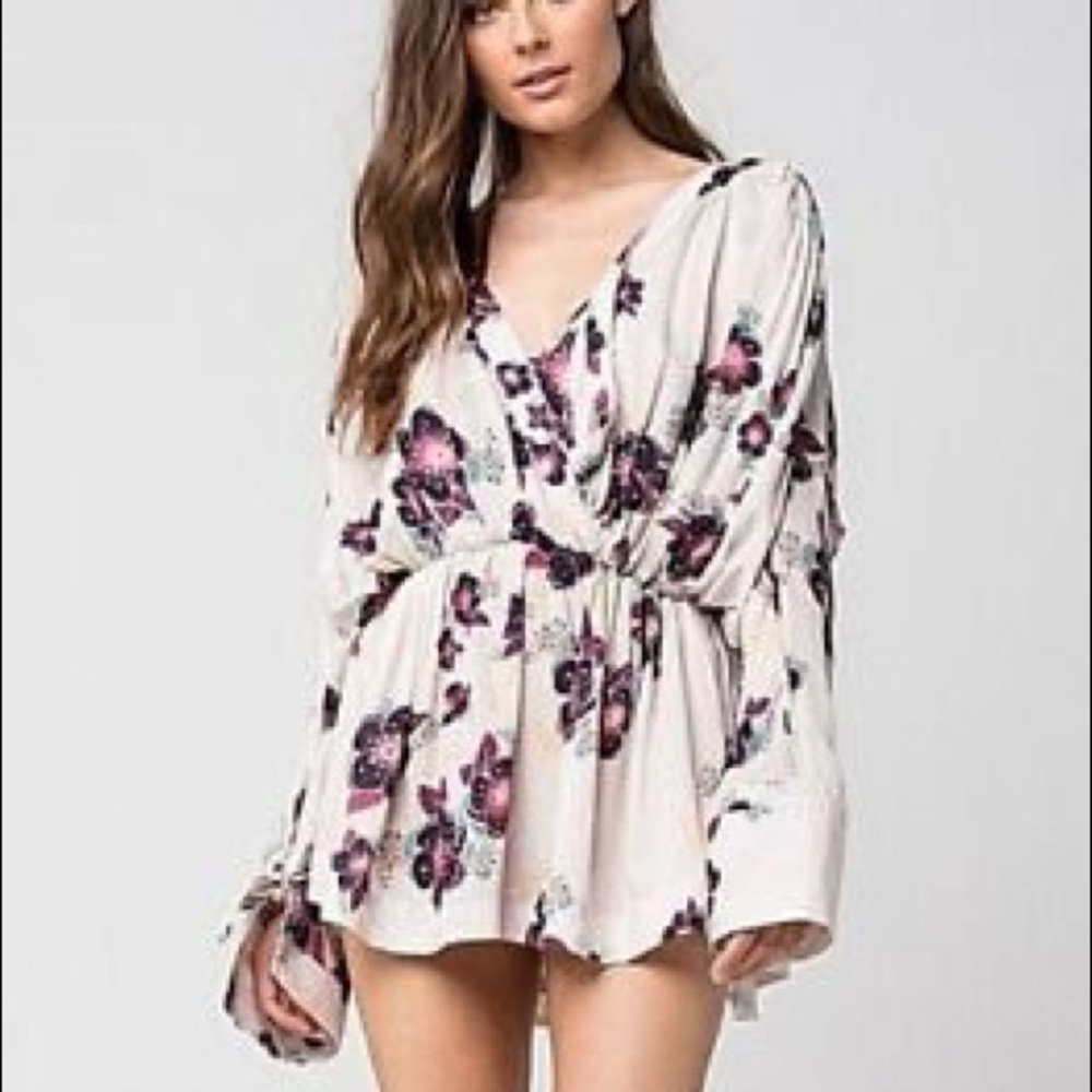 Free People Floral Tunic, Rayon, Size Medium